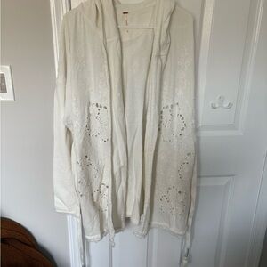 Free People Embroidered Open Cardigan